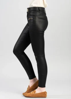 Coated Jodhpur Jeans - Black
