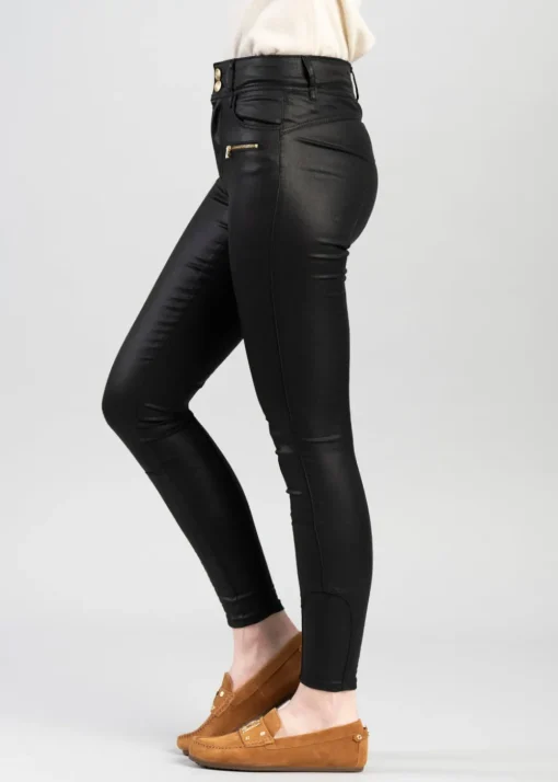 Coated Jodhpur Jeans - Black