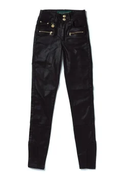 Coated Jodhpur Jeans - Black