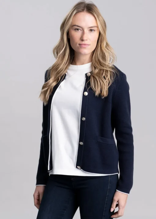 Cotton Knit Jacket - Evening Blue