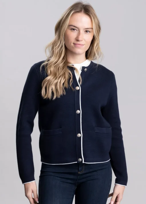 Cotton Knit Jacket - Evening Blue