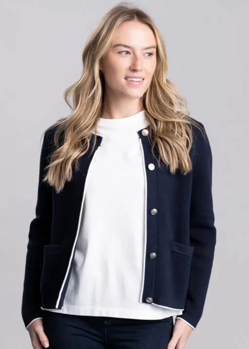 Cotton Knit Jacket - Evening Blue