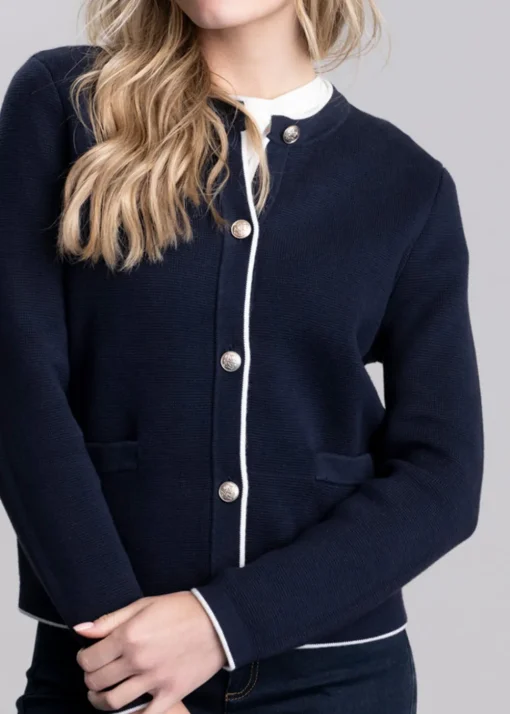 Cotton Knit Jacket - Evening Blue
