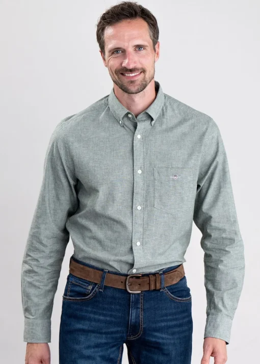 Cotton Linen Shirt - Pine Green