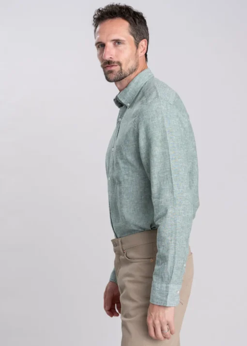Cotton Linen Shirt - Woody Green