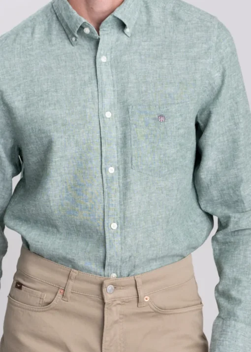 Cotton Linen Shirt - Woody Green