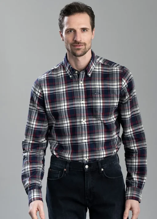 Crossfell Tailored Checked Shirt - Navy