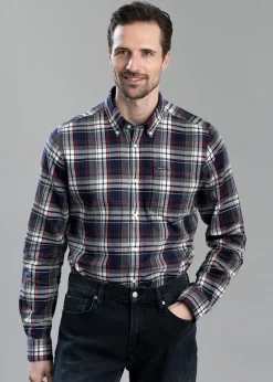 Crossfell Tailored Checked Shirt - Navy