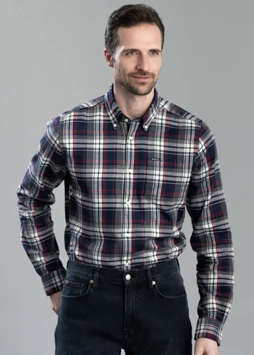 Crossfell Tailored Checked Shirt - Navy