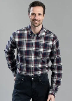 Crossfell Tailored Checked Shirt - Navy