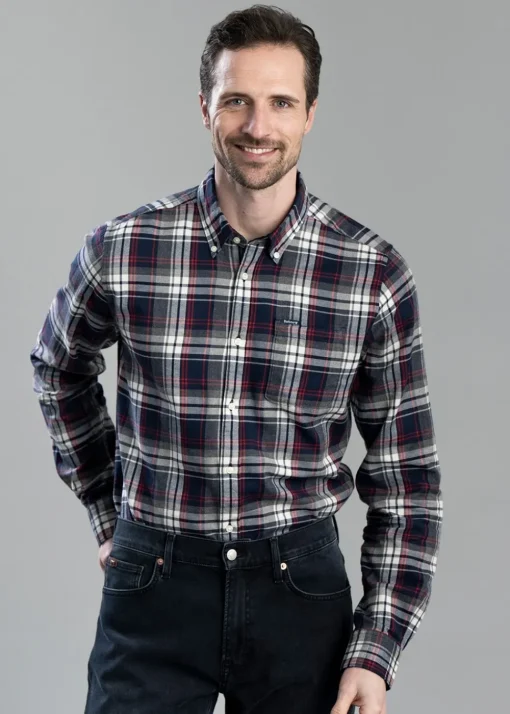 Crossfell Tailored Checked Shirt - Navy