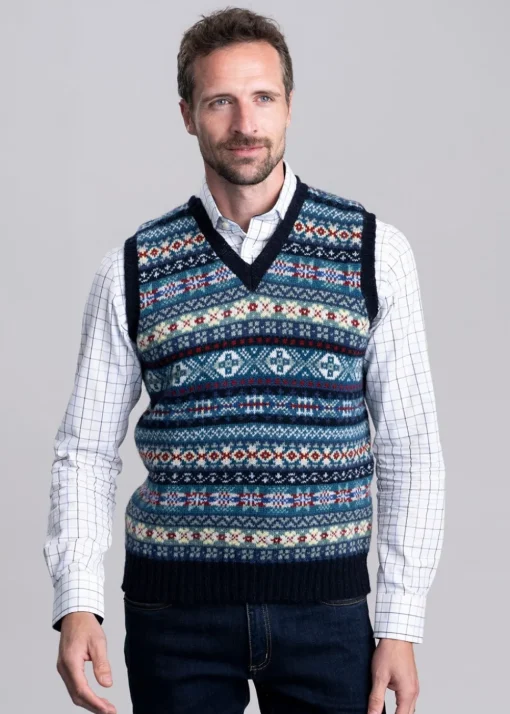 Cullivoe Slipover - Navy Fairisle