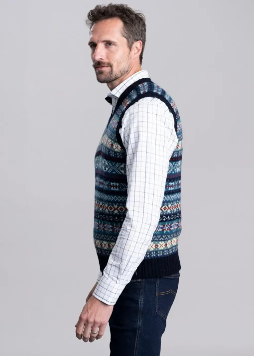 Cullivoe Slipover - Navy Fairisle