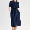 Daisy Linen Dress - Navy