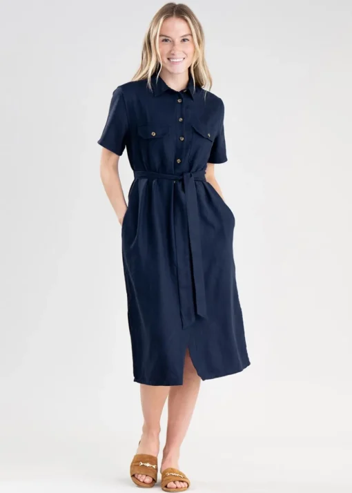 Daisy Linen Dress - Navy