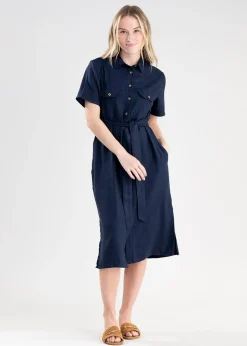Daisy Linen Dress - Navy