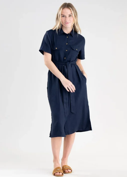Daisy Linen Dress - Navy