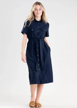 Daisy Linen Dress - Navy