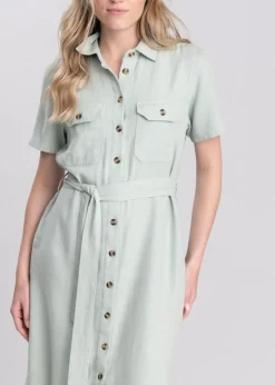 Daisy Linen Dress - Aqua Grey
