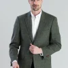 Donegal Tweed Jacket - Green Herringbone with Blue, Rust and Yellow Fleck