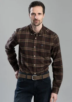 Drumhill Tailored Checked Shirt - Brown