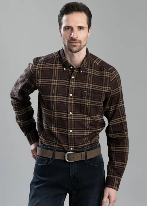 Drumhill Tailored Checked Shirt - Brown