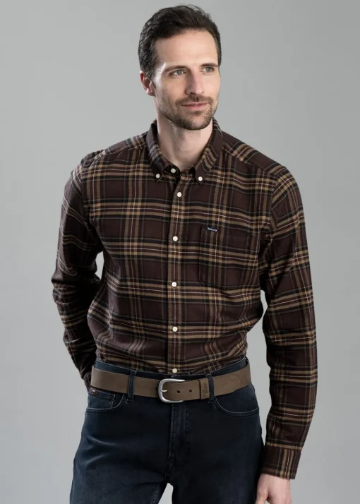 Drumhill Tailored Checked Shirt - Brown