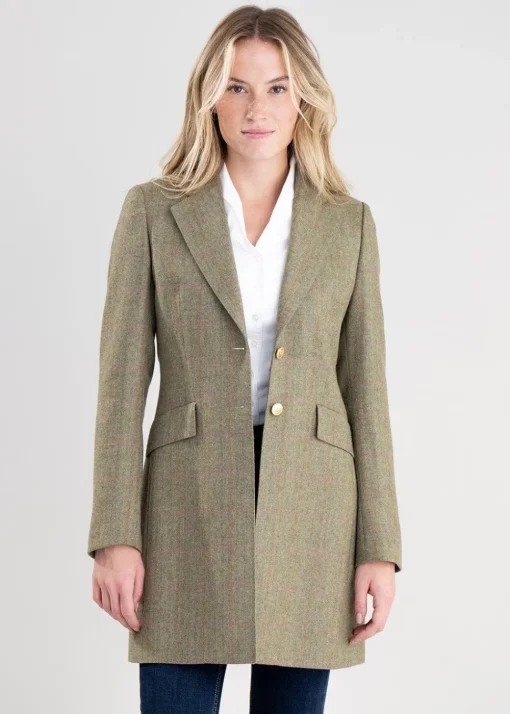 Elena Cashmere Long Jacket - Peony Pink Check