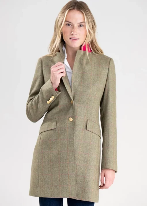 Elena Cashmere Long Jacket - Peony Pink Check