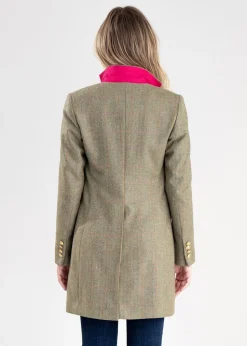Elena Cashmere Long Jacket - Peony Pink Check