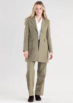 Elena Cashmere Long Jacket - Peony Pink Check