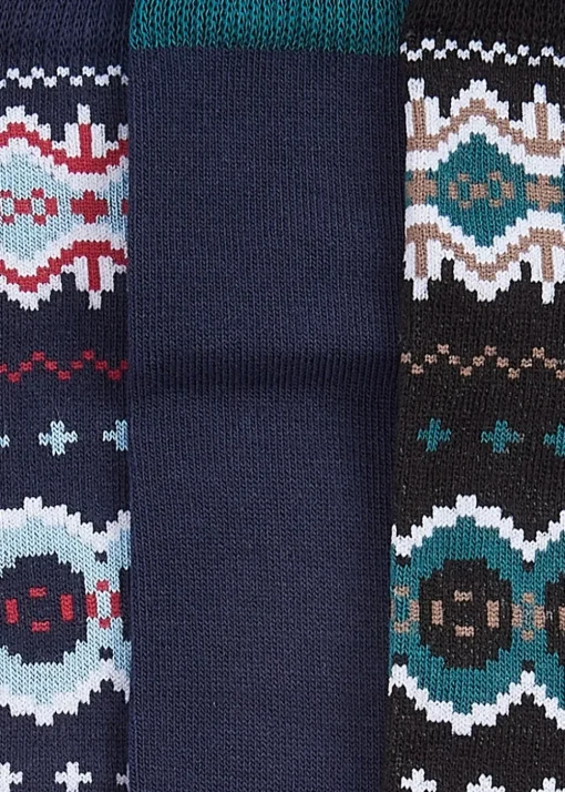 Fairisle Socks Gift Box - Blue Granite and Green Loch