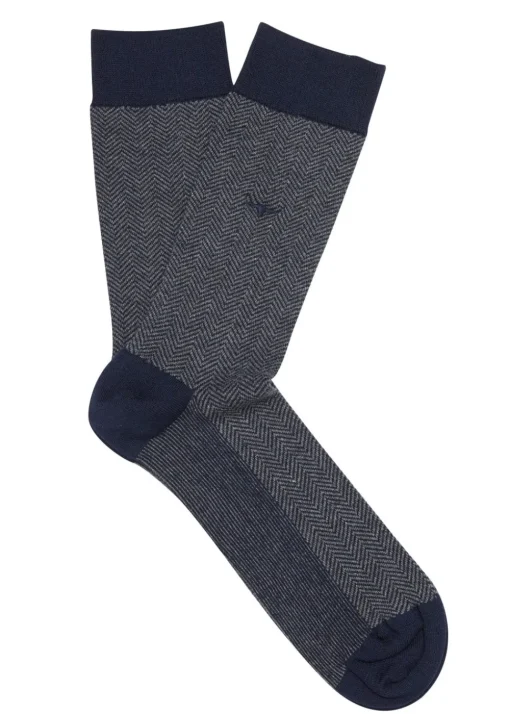 Fine Gauge Cotton Socks - Grey and Navy