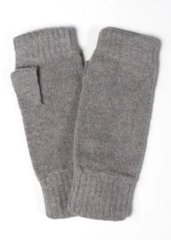 Fliss Lambswool Fingerless Mittens - Dove