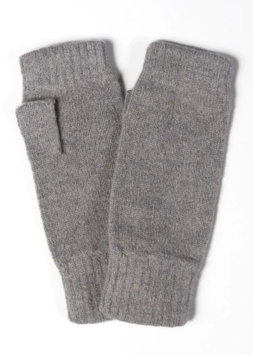 Fliss Lambswool Fingerless Mittens - Dove