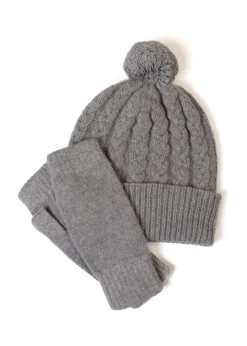 Fliss Lambswool Fingerless Mittens - Dove