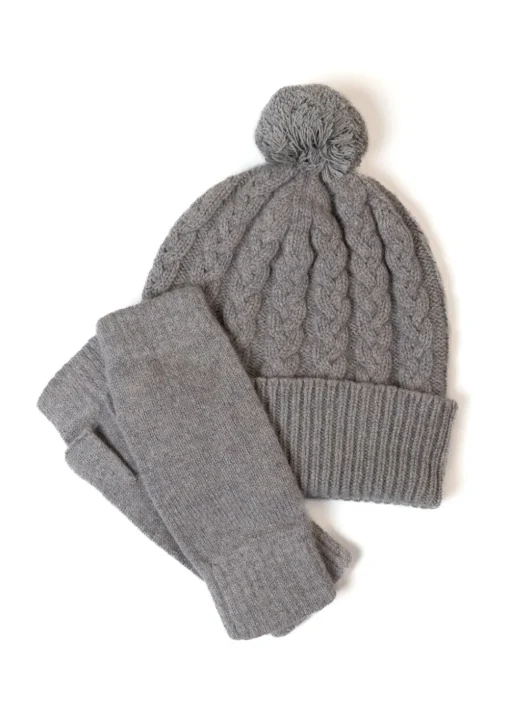 Fliss Lambswool Fingerless Mittens - Dove