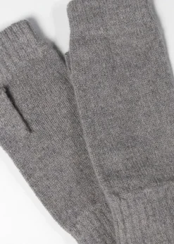 Fliss Lambswool Fingerless Mittens - Dove