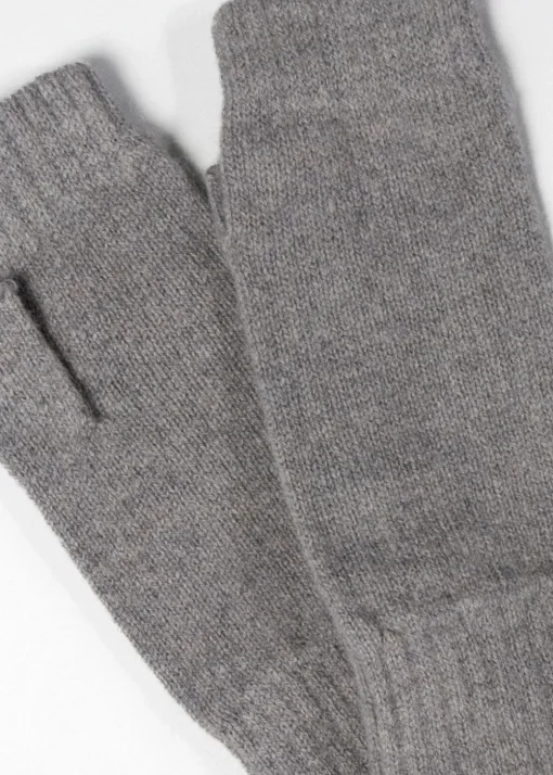Fliss Lambswool Fingerless Mittens - Dove