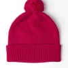 Fliss Lambswool Pom Pom Beanie - Cranberry
