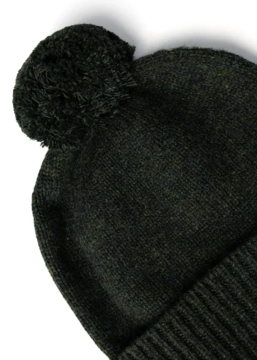 Fliss Lambswool Pom Pom Beanie - Pine