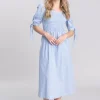 Flora Gingham Dress - Denim Blue
