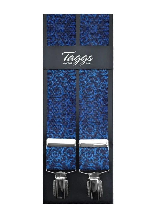 Floral Clip Braces - Blue