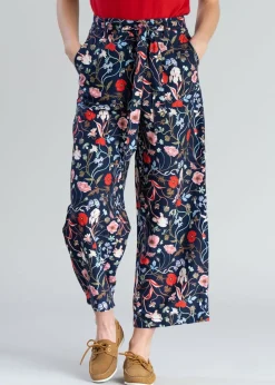 Floral Cropped Trousers - Classic Blue