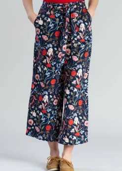Floral Cropped Trousers - Classic Blue
