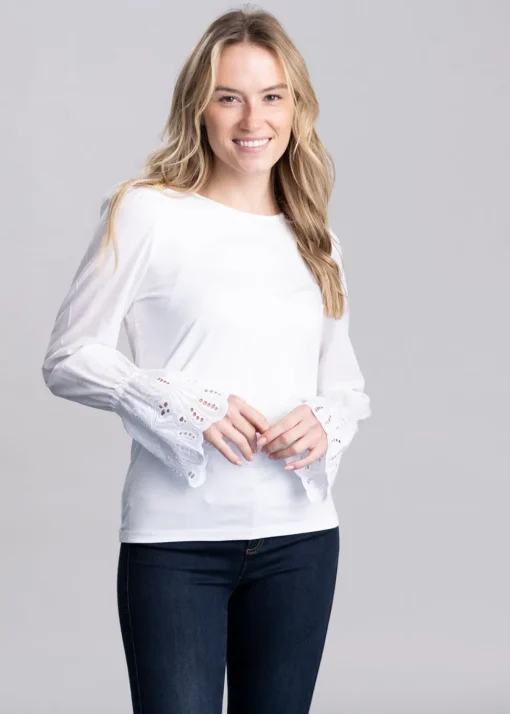 Francesca Jersey Blouse - White