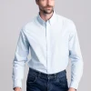 Garment Dyed Poplin Tailored Shirt - Ocean Sky