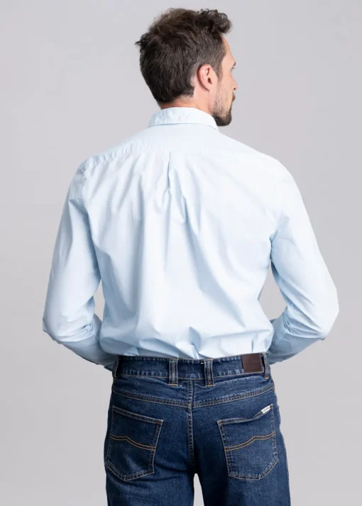 Garment Dyed Poplin Tailored Shirt - Ocean Sky