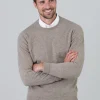 Gordon 1 Ply Geelong Crew Neck - Dark Natural
