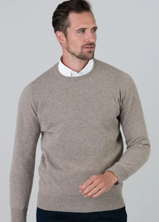 Gordon 1 Ply Geelong Crew Neck - Dark Natural